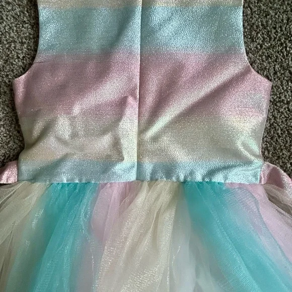 Bonnie Jean Girls Shimmering Pastel Rainbow Sleeveless Dress - Picture 11 of 12